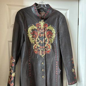 Double D Chocolate Leather Car Coat